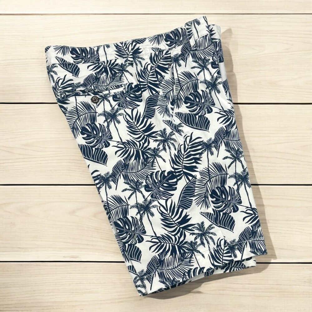 Hudson & Barrow White‎ Blue Tropical Floral Print Shorts